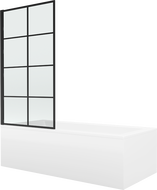 Mexen Cubik obdélníková vana 170 x 70 cm s opláštěním a 1-křídlovou zástěnou 80 cm, černý vzor fix - 550317070X9308007077