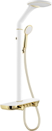 Mexen Bolt nástěnná sprchová sada s dešťovou sprchou a baterií, bílý/zlatý - 78108-25