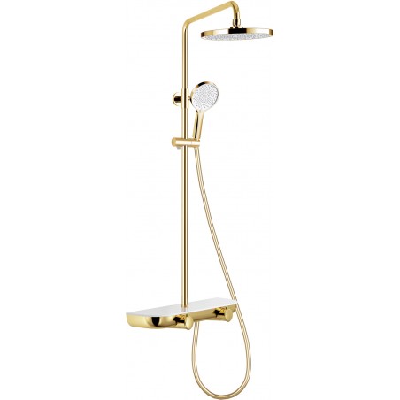 Mexen Axis nadomítková sprchová sada s dešťovou hlavicí a baterií, zlatá/bílá - 78112-25