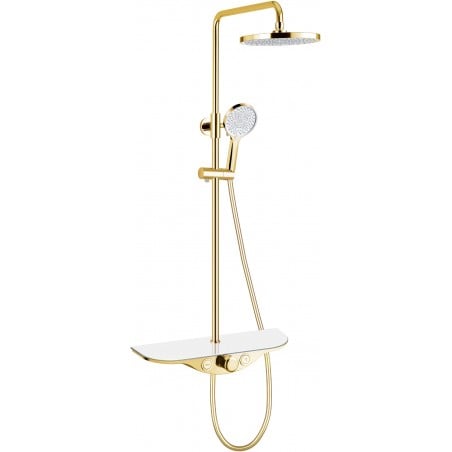 Mexen Exxo nadomítková sprchová sada s dešťovou hlavicí a baterií, zlatá/bílá - 78113-25