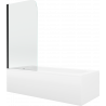 Mexen Vega rektangulární vana 150 x 70 cm s krytem a jednokřídlou zástěnou 70 cm, transparentní, černá