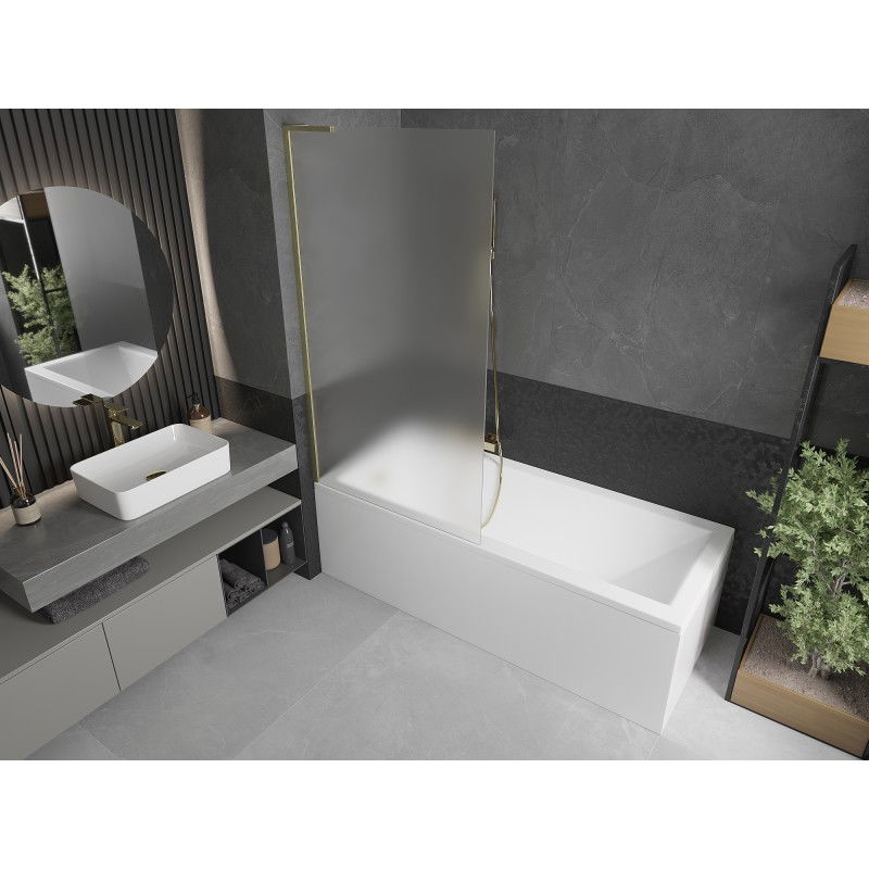 Mexen Next L vanová zástěna 1-křídlová 90 x 150 cm, mražené, zlaté kartáčované - 895-090-000-03-30-55