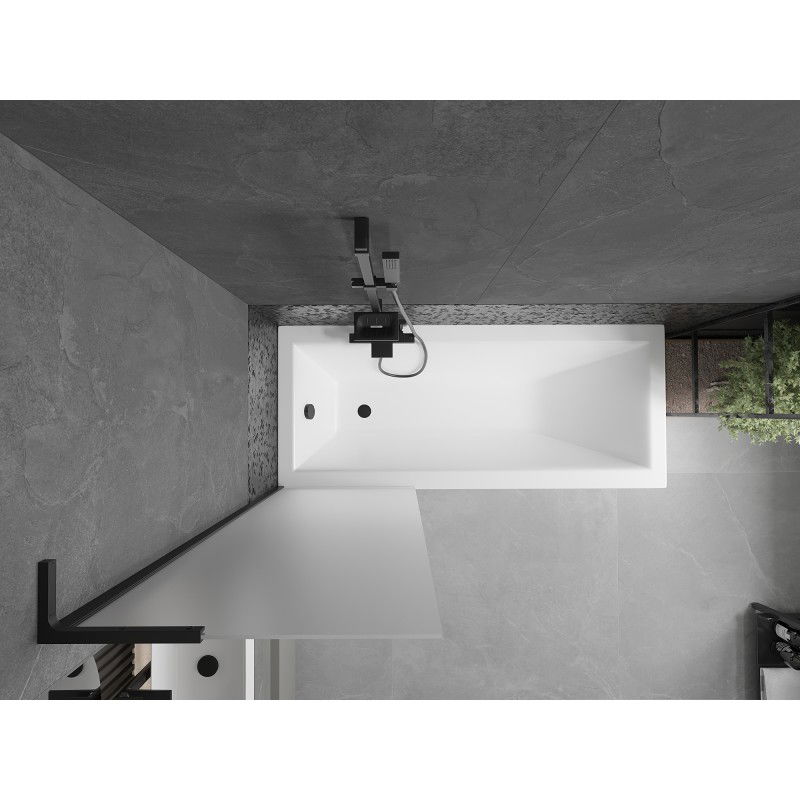 Mexen Next L vanová zástěna 1-křídlová 60 x 150 cm, mléčné sklo, černá - 895-060-000-03-30-70