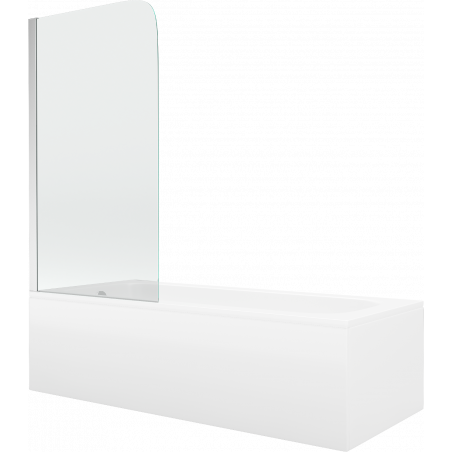 Mexen Vega obdélníková vana 150 x 70 cm s obkladem a jednokřídlou zástěnou 80 cm, transparentní, chrom
