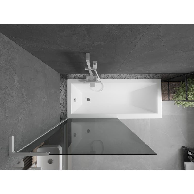 Mexen Next L vanová zástěna 1křídlá 90 x 150 cm, grafitová, bílá - 895-090-000-03-40-20