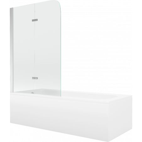Mexen Vega obdélníková vana 150 x 70 cm s obkladem a 2-křídlovým paravánem 80 cm, transparentní, chrom