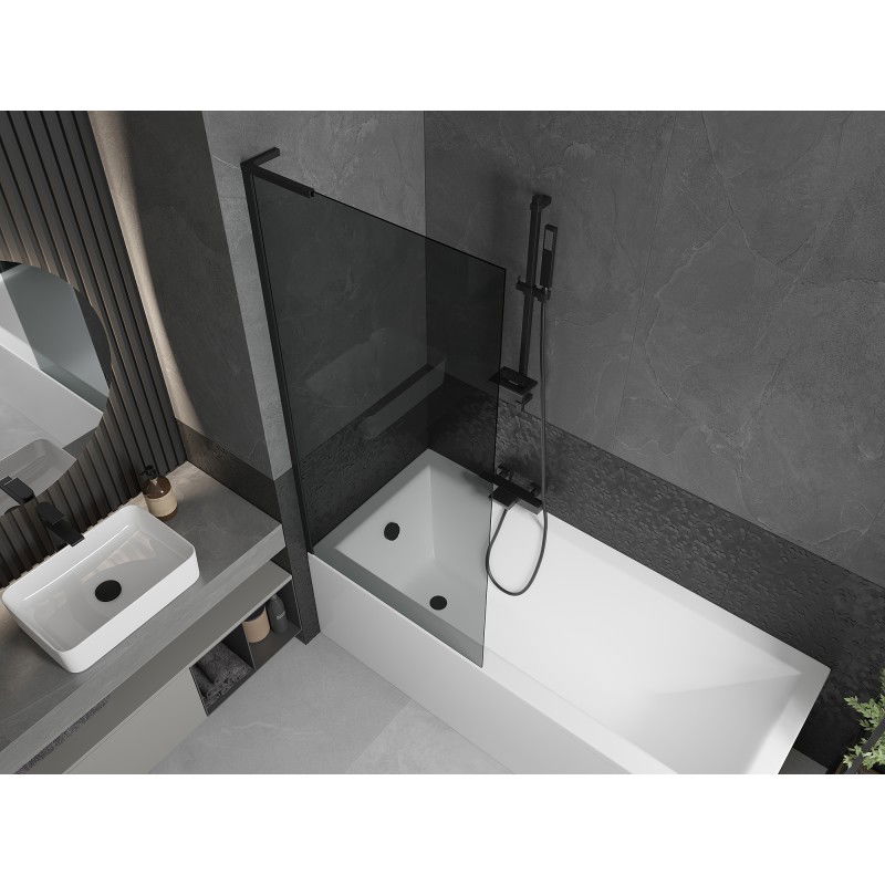 Mexen Next L vanová zástěna 1-dílná 80 x 150 cm, grafitová, černá - 895-080-000-03-40-70