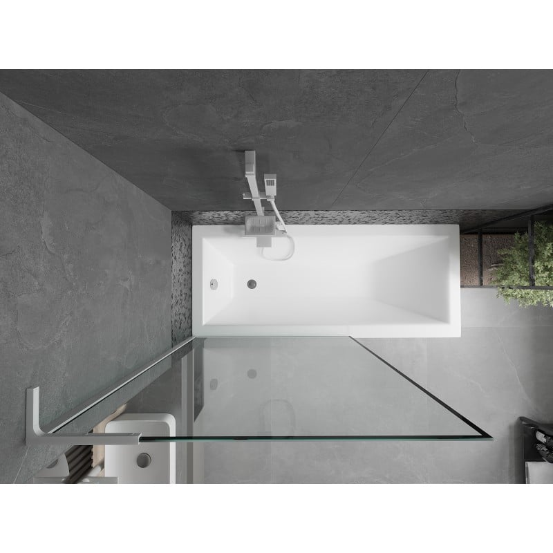 Mexen Next L vanová zástěna 1-křídlová 100 x 150 cm, černý rám, bílý - 895-100-000-03-70-20