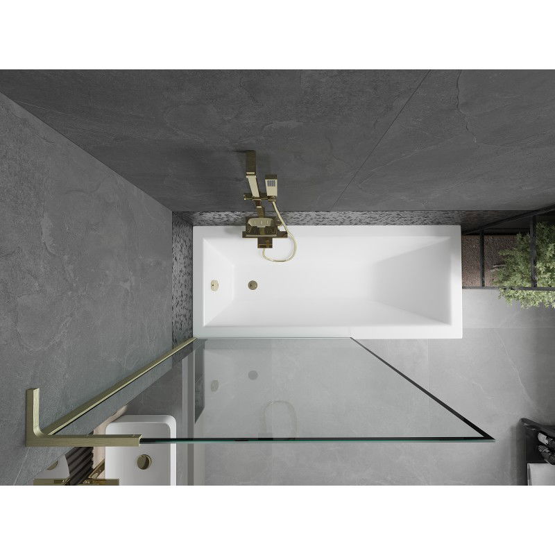 Mexen Next L vanová zástěna 1křídlová 100 x 150 cm, černý rám, zlatý kartáčovaný - 895-100-000-03-70-55