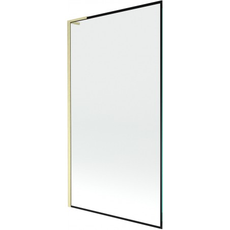 Mexen Next L vanová zástěna 1křídlová 100 x 150 cm, černý rám, zlatý kartáčovaný - 895-100-000-03-70-55