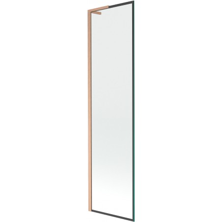 Mexen Next L vanová zástěna 1-křídlová 50 x 150 cm, černý rám, kartáčovaná měď - 895-050-000-03-70-65