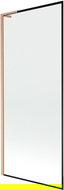 Mexen Next L vanová zástěna 1-křídlová 80 x 150 cm, černý rám, kartáčovaná měď - 895-080-000-03-70-65