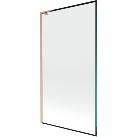 Mexen Next L vanová zástěna 1-křídlová 100 x 150 cm, černý rám, kartáčovaná měď - 895-100-000-03-70-65