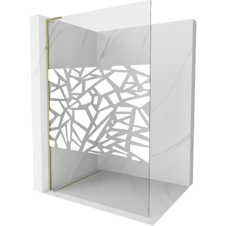 Mexen Kioto L sprchová stěna Walk-in 120 x 200 cm, bílý vzor, zlatá - 800-120-103-50-85
