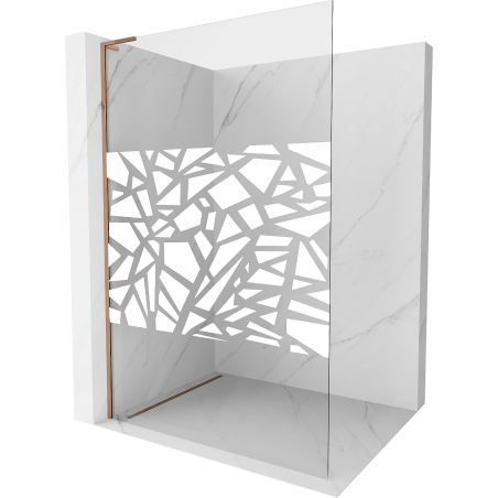 Mexen Kioto L sprchová stěna Walk-in 100 x 200 cm, bílý vzor, růžové zlato - 800-100-103-60-85