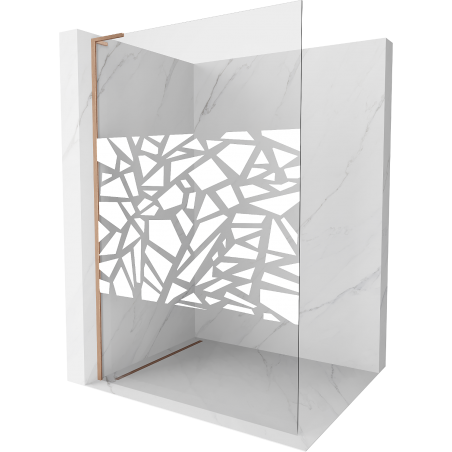 Mexen Kioto L sprchová stěna Walk-in 70 x 200 cm, bílý vzor, kartáčovaná měď - 800-070-103-65-85