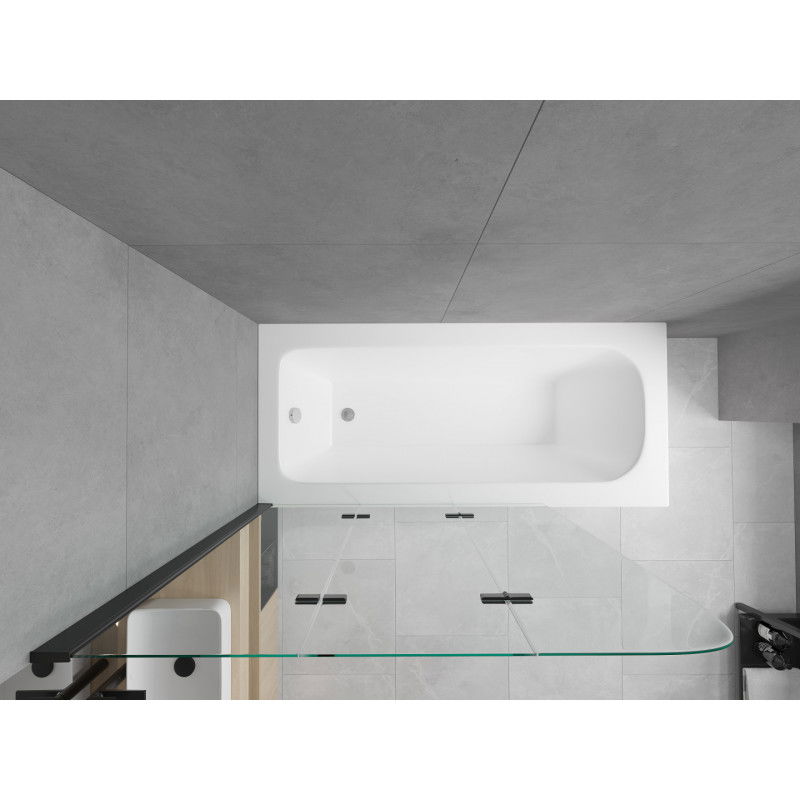 Mexen Vega obdélníková vana 150 x 70 cm s obložením a 3dílnou zástěnou 120 cm, transparentní, černá - 550115070X9012037000