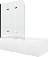 Mexen Vega obdélníková vana 150 x 70 cm s pláštěm a 3-křídlovou zástěnou 120 cm, Průhledné, Černá - 550115070X9012037000