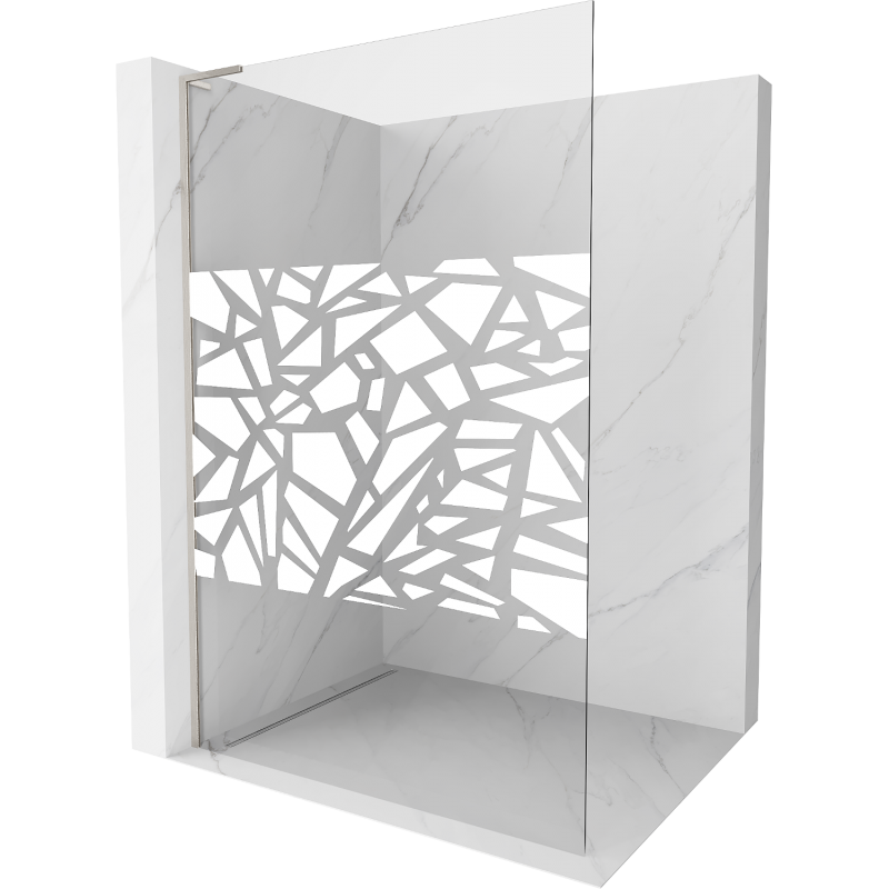Mexen Kioto L sprchová stěna Walk-in 80 x 200 cm, bílý vzor, kartáčovaný nikl - 800-080-103-97-85