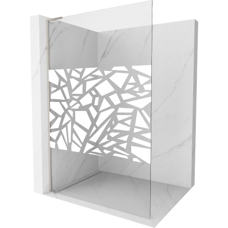 Mexen Kioto L sprchová stěna Walk-in 80 x 200 cm, bílý vzor, kartáčovaný nikl - 800-080-103-97-85