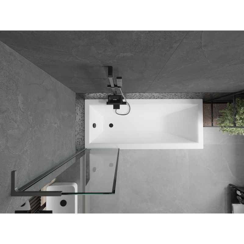 Mexen Next L vanová zástěna 1-křídlová 50 x 150 cm, černý rám, gun metal - 895-050-000-03-70-95