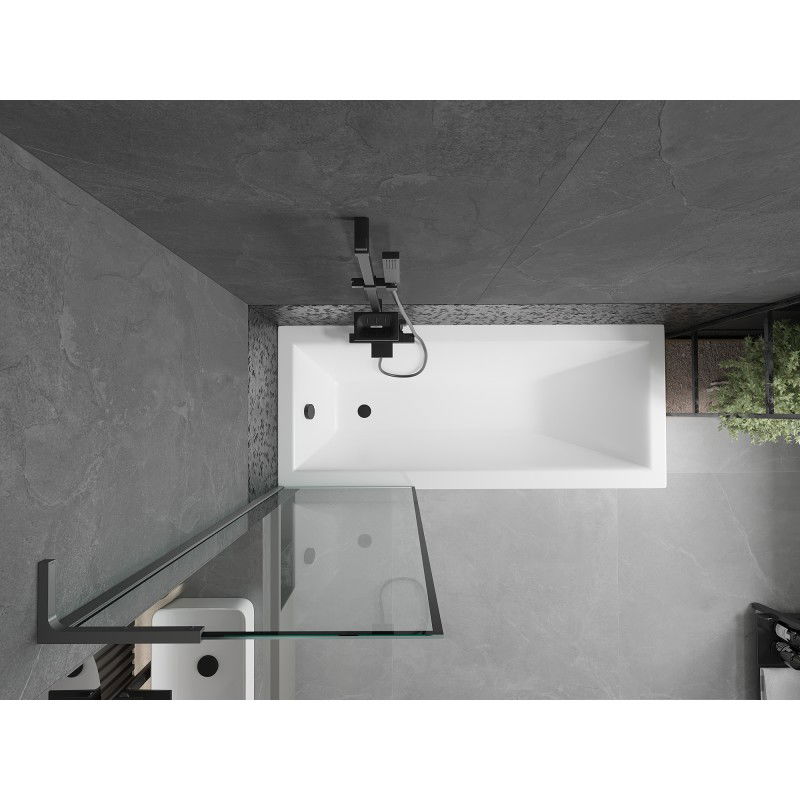 Mexen Next L vanová zástěna 1-křídlová 60 x 150 cm, černý rám, gun metal - 895-060-000-03-70-95