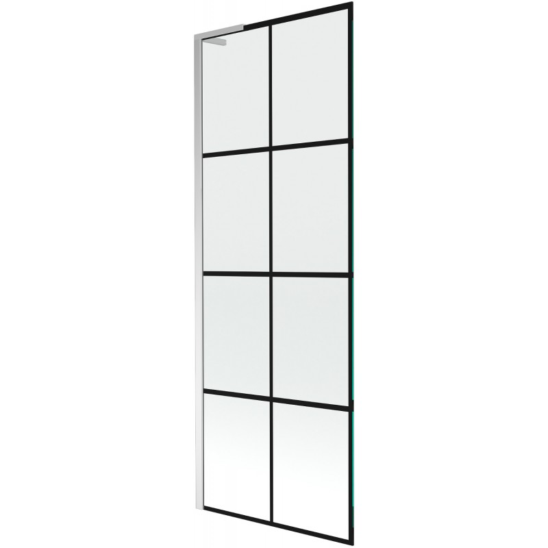 Mexen Next L vanová zástěna 1křídlová 70 x 150 cm, černá mřížka, chrom - 895-070-000-03-77-01