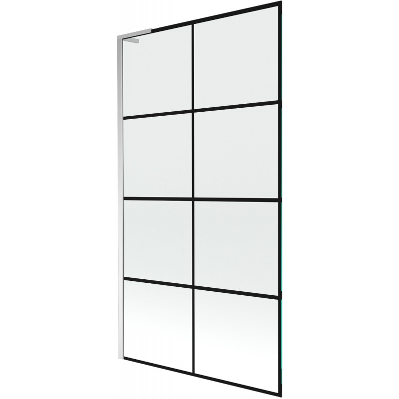 Mexen Next L vana paraván, 1-křídlový 100 x 150 cm, černá mřížka, chrom - 895-100-000-03-77-01