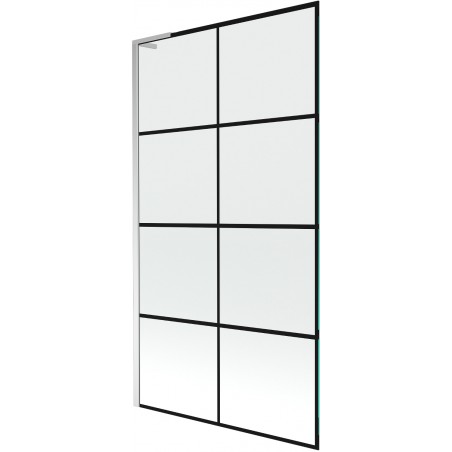 Mexen Next L vana paraván, 1-křídlový 100 x 150 cm, černá mřížka, chrom - 895-100-000-03-77-01