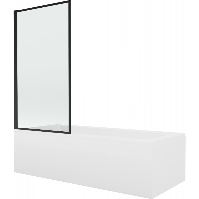 Mexen Vega obdélníková vana 150 x 70 cm s opláštěním a 1křídlou zástěnou 70 cm, černý vzor fix