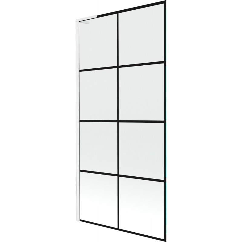 Mexen Next L vanová zástěna 1-křídlová 90 x 150 cm, černá mřížka, bílá - 895-090-000-03-77-20