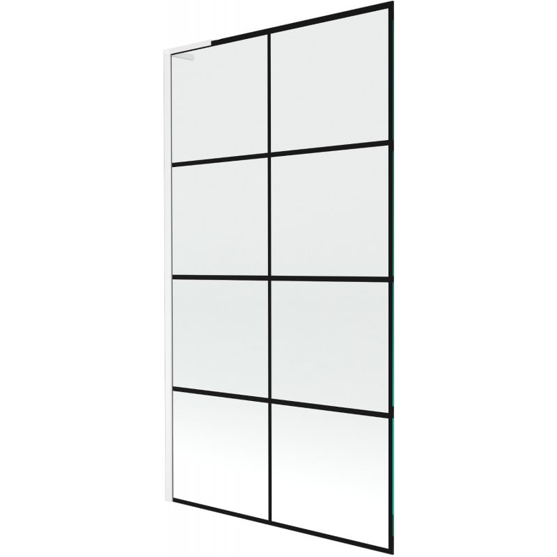 Mexen Next L vanová zástěna 1-křídlová 100 x 150 cm, černá mřížka, bílá - 895-100-000-03-77-20