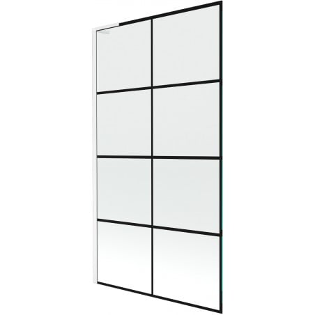 Mexen Next L vanová zástěna 1-křídlová 100 x 150 cm, černá mřížka, bílá - 895-100-000-03-77-20