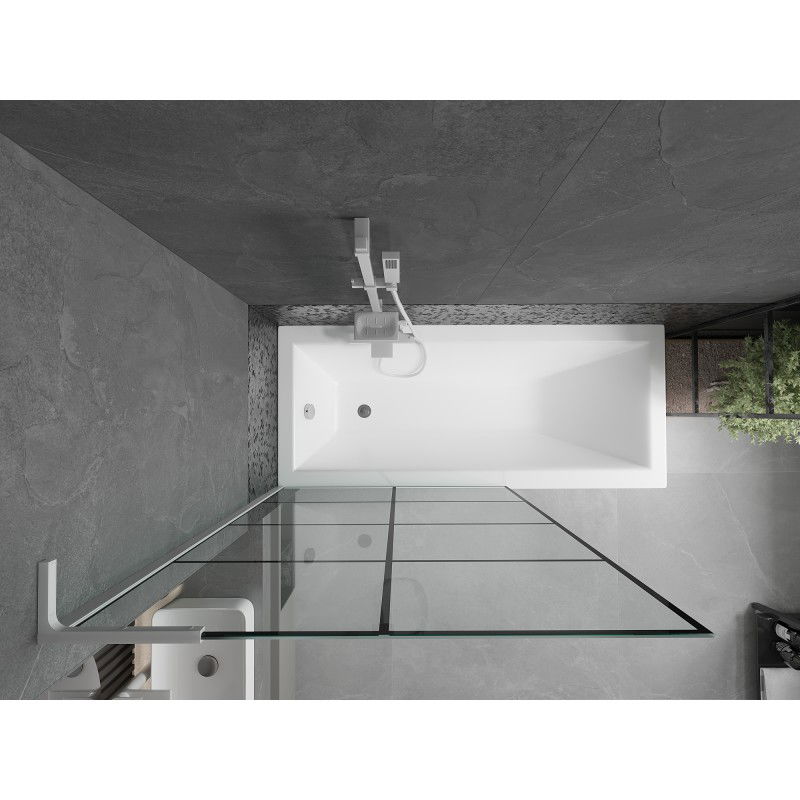 Mexen Next L vanová zástěna 1-křídlová 100 x 150 cm, černá mřížka, bílá - 895-100-000-03-77-20