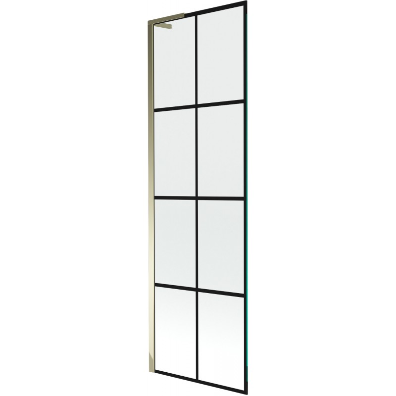 Mexen Next L vanová zástěna 1-křídlová 60 x 150 cm, černá mřížka, zlatá - 895-060-000-03-77-50