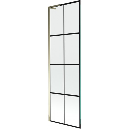 Mexen Next L vanová zástěna 1-křídlová 60 x 150 cm, černá mřížka, zlatá - 895-060-000-03-77-50