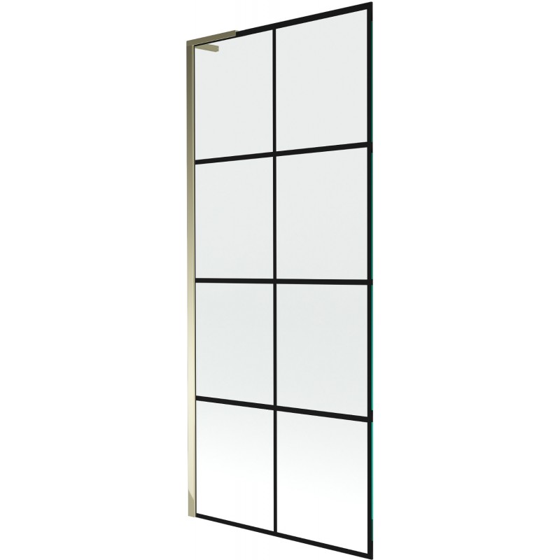 Mexen Next L vanová zástěna 1-křídlová 80 x 150 cm, černá mřížka, zlatá - 895-080-000-03-77-50
