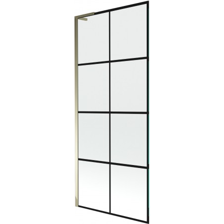 Mexen Next L vanová zástěna 1-křídlová 80 x 150 cm, černá mřížka, zlatá - 895-080-000-03-77-50
