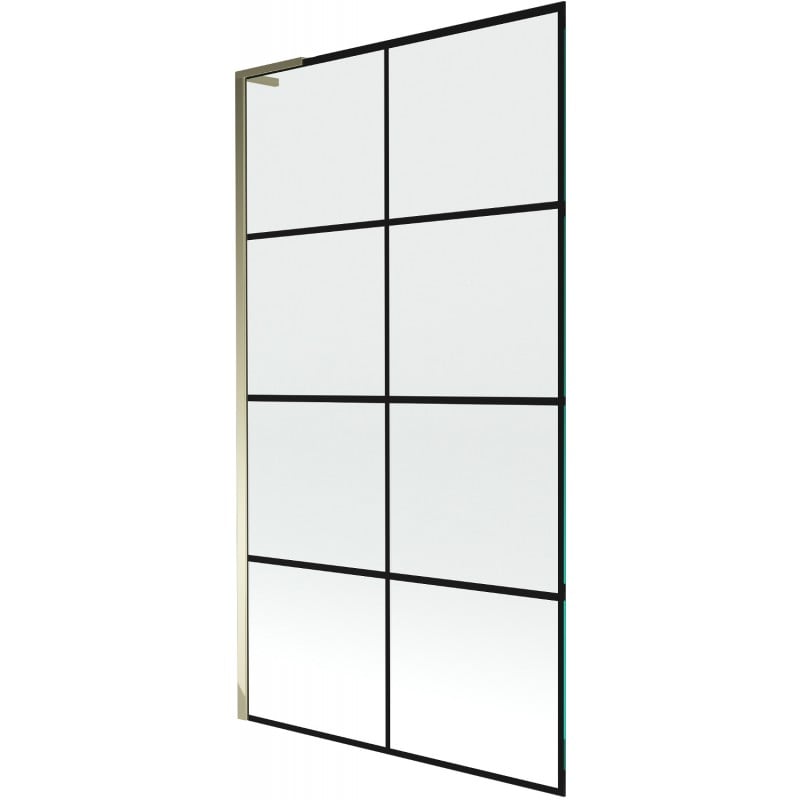 Mexen Next L vanová zástěna jednokřídlá 100 x 150 cm, černá mřížka, zlatá - 895-100-000-03-77-50