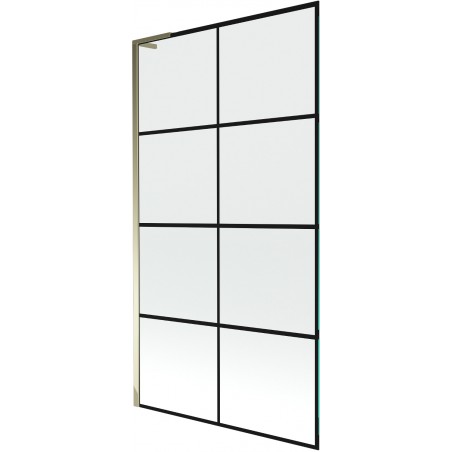 Mexen Next L vanová zástěna jednokřídlá 100 x 150 cm, černá mřížka, zlatá - 895-100-000-03-77-50