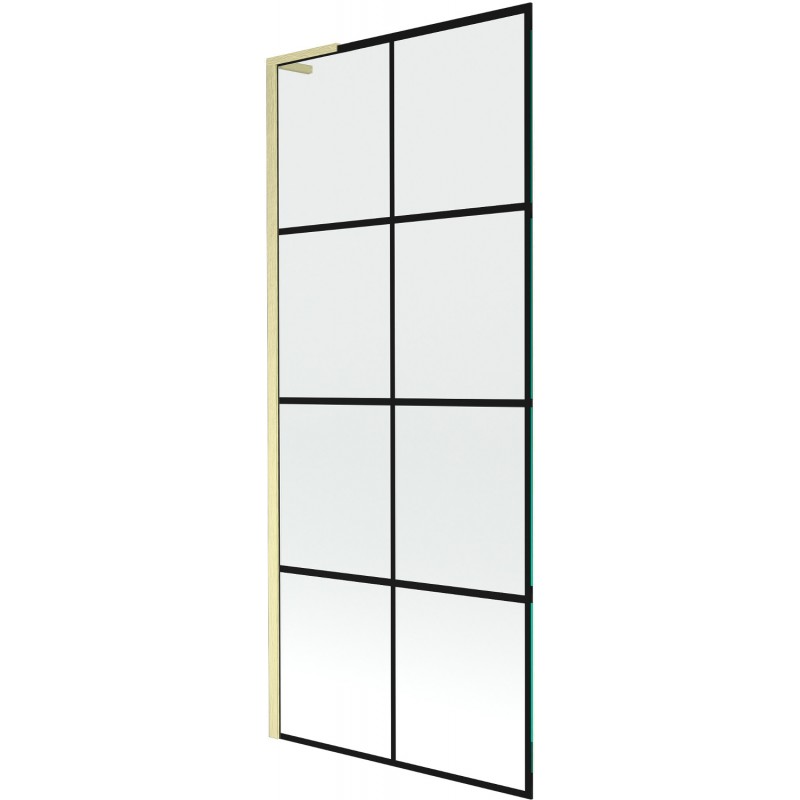 Mexen Next L vanová zástěna 1-dílná 80 x 150 cm, černá mřížka, zlatý kartáčovaný - 895-080-000-03-77-55