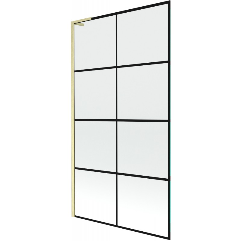 Mexen Next L vanová zástěna 1-křídlová 100 x 150 cm, černá mřížka, zlatý kartáčovaný - 895-100-000-03-77-55