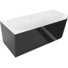 Mexen Mia volně stojící rohová vana levá 150 x 75 cm, bílá/černá, bílý přeliv - 52691507575L-20