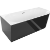 Mexen Mia volně stojící rohová vana levá 150 x 75 cm, bílá/černá, přepad kartáčovaný gun gray - 52691507575L-66