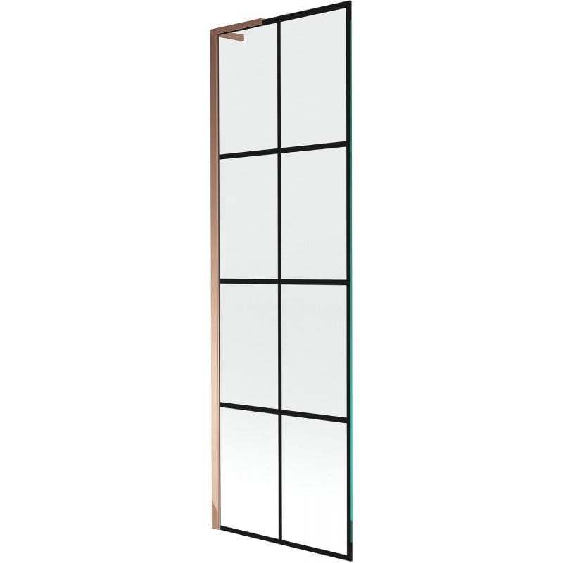 Mexen Next L vanová zástěna 1-křídlová 60 x 150 cm, černá mřížka, růžové zlato - 895-060-000-03-77-60