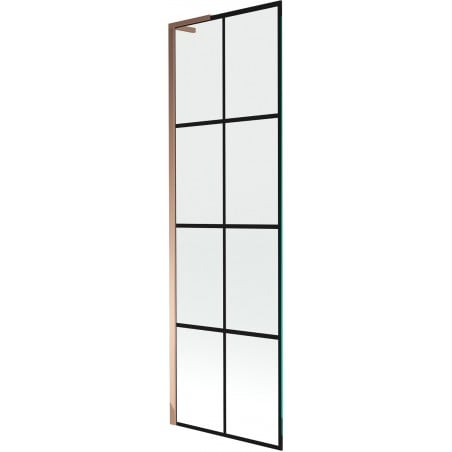 Mexen Next L vanová zástěna 1-křídlová 60 x 150 cm, černá mřížka, růžové zlato - 895-060-000-03-77-60