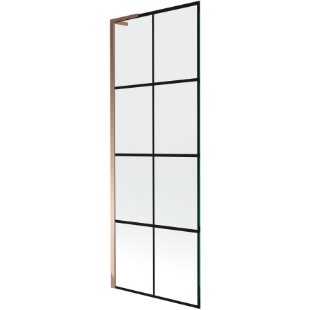 Mexen Next L vanová zástěna 1-křídlová 70 x 150 cm, černá mřížka, růžové zlato - 895-070-000-03-77-60