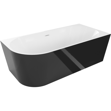 Mexen Mia vana volně stojící rohová pravá 150 x 75 cm, bílá/černá, přepad bílý - 52691507575P-20