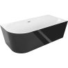Mexen Mia volně stojící rohová pravá vana 150 x 75 cm, bílá/černá, přepad kartáčovaný nikl - 52691507575P-97