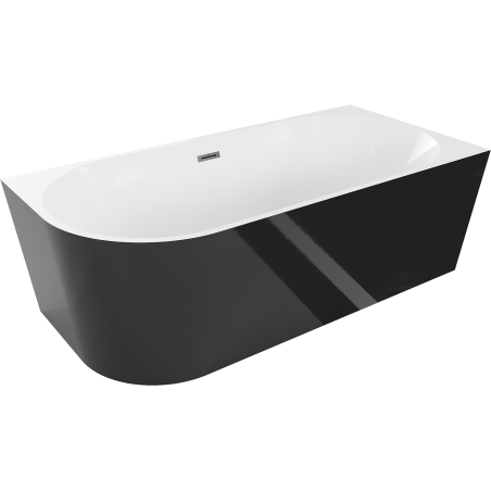 Mexen Mia volně stojící rohová vana pravá 160 x 75 cm, bílá/černá, přepad gun metal - 52691607575P-95